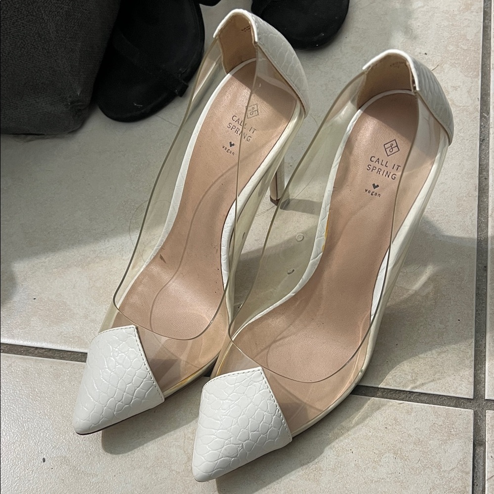 Call It Spring White and Clear Heels